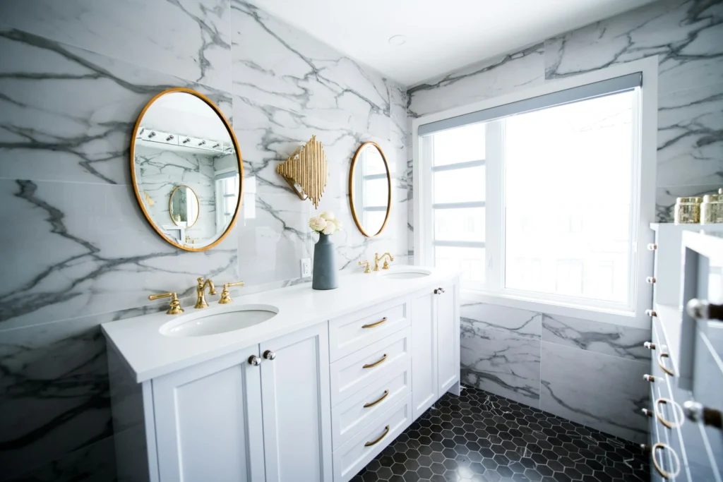 Yacht cabin with onyx and marble finishes